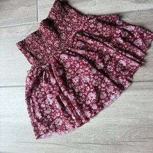 Zara Rust Floral Tiered Ruffle Skirt with Shorts, Size 13/14